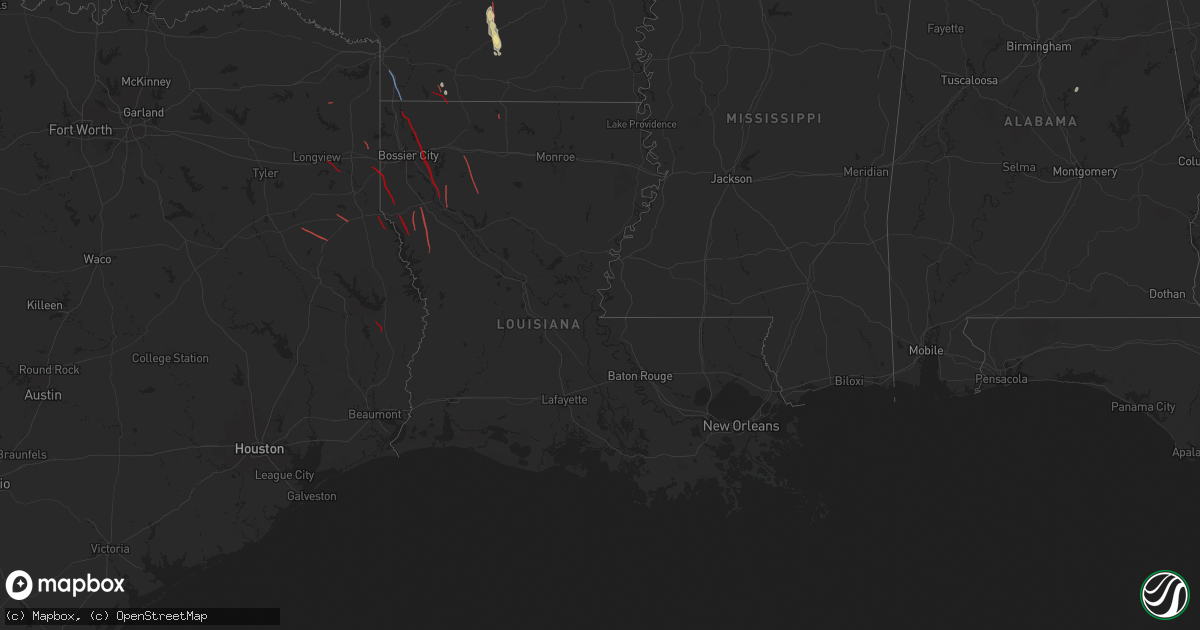 Hail map in Louisiana on July 8, 2024