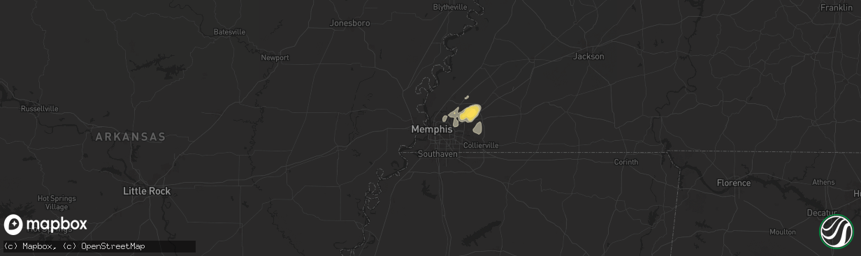 Hail map in Memphis, TN on July 8, 2024