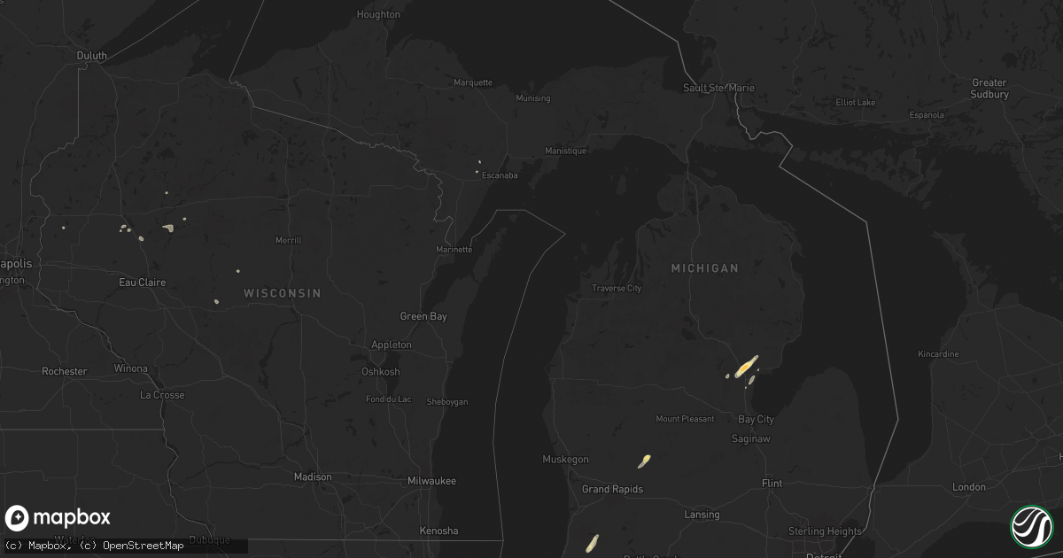 Hail map in Michigan on July 8, 2024