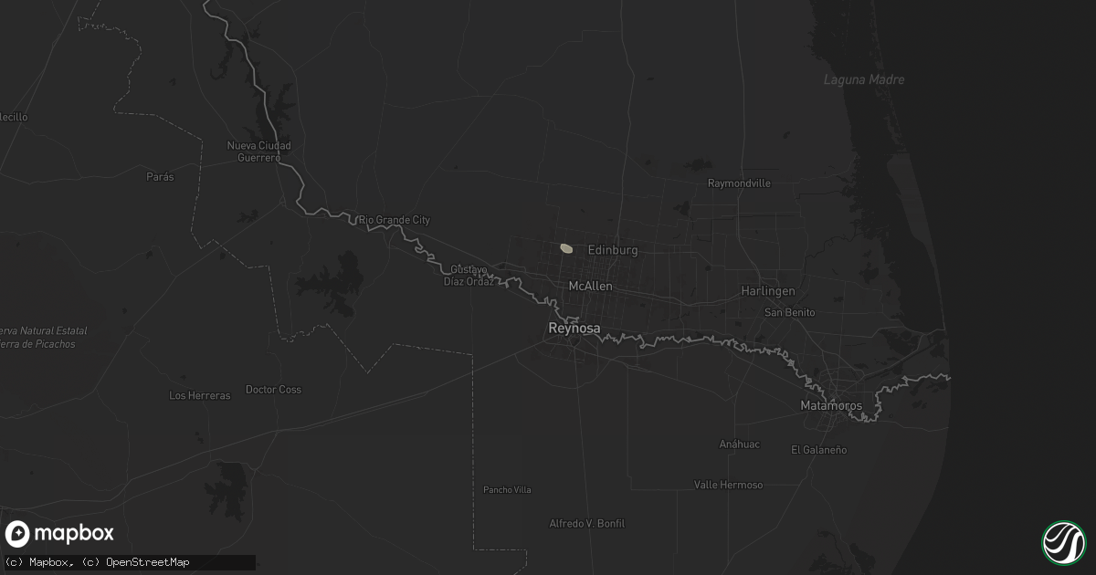 Hail map in Mission, TX on July 8, 2024