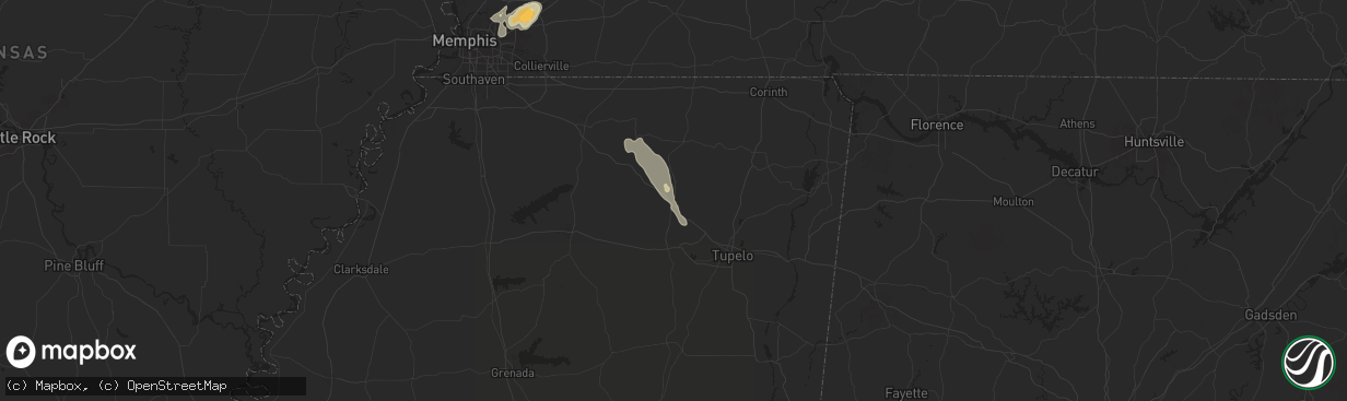 Hail map in New Albany, MS on July 8, 2024