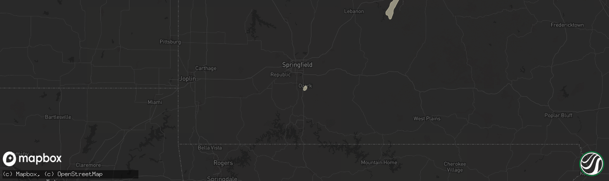 Hail map in Ozark, MO on July 8, 2024