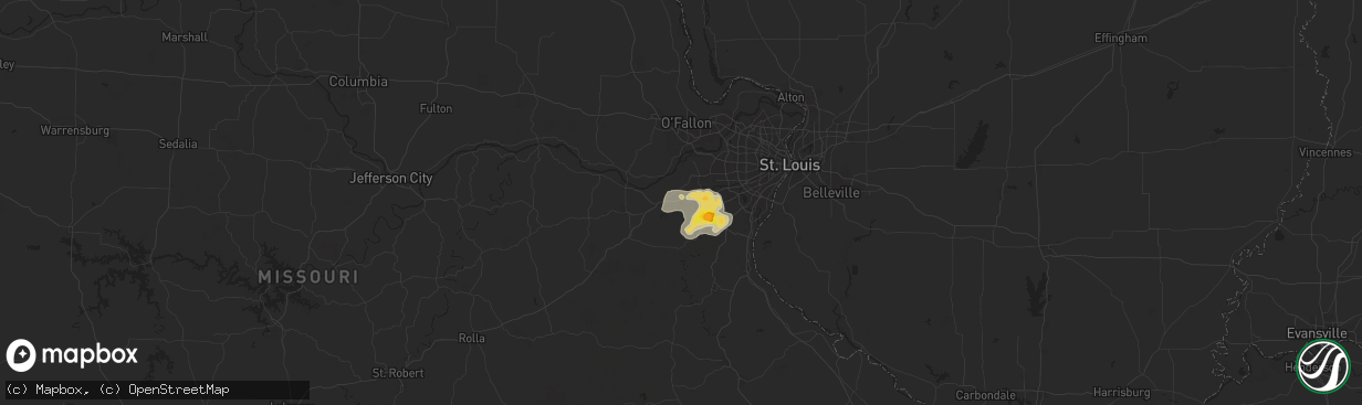 Hail map in Pacific, MO on July 8, 2024