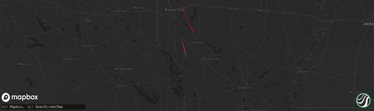 Hail map in Pleasant Hill, LA on July 8, 2024