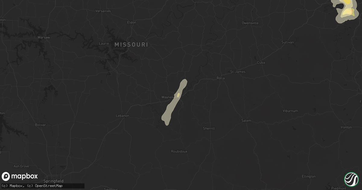 Hail map in Saint Robert, MO on July 8, 2024