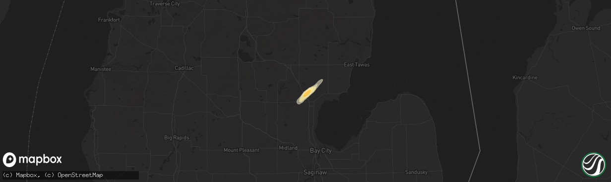 Hail map in Sterling, MI on July 8, 2024