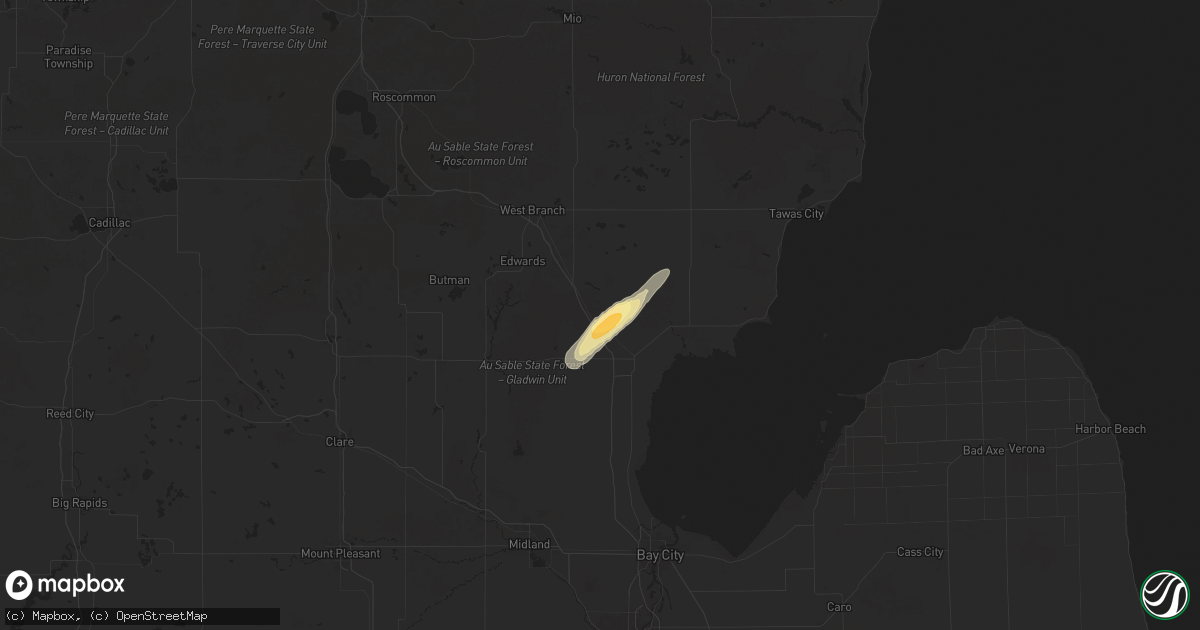 Hail map in Sterling, MI on July 8, 2024