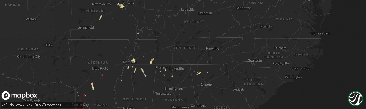 Hail map in Tennessee on July 8, 2024