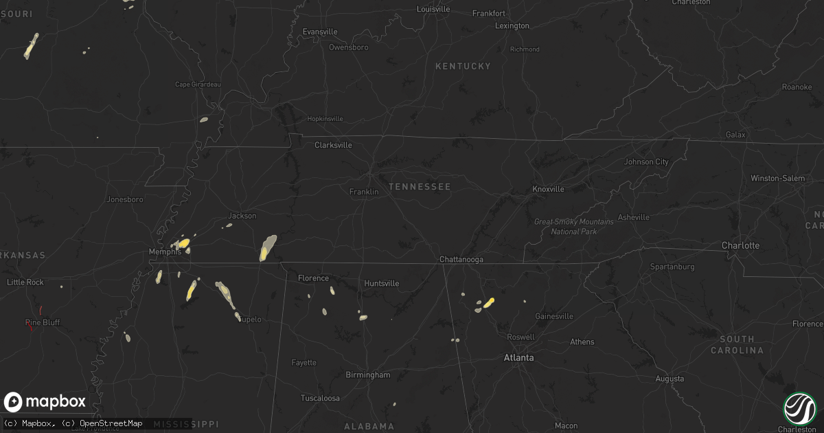 Hail map in Tennessee on July 8, 2024