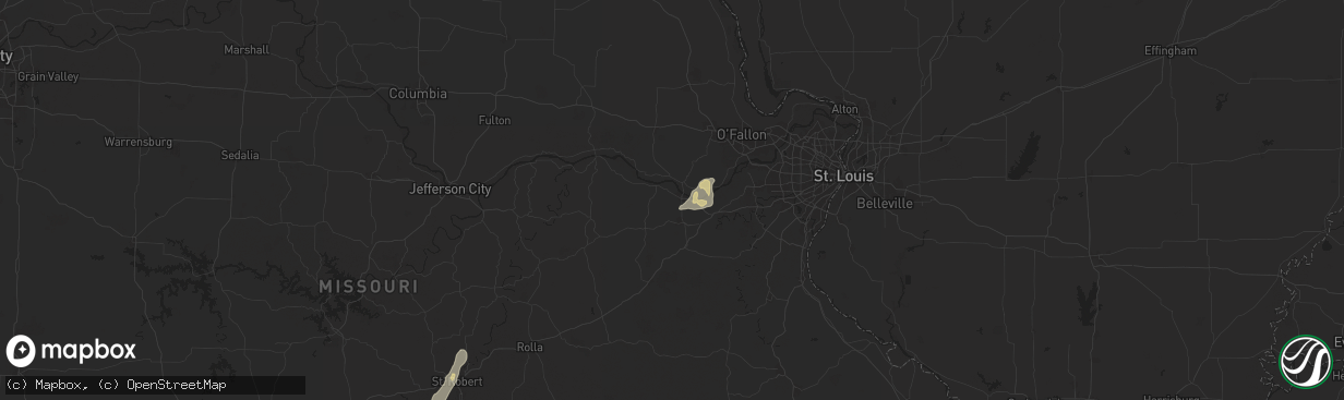 Hail map in Washington, MO on July 8, 2024