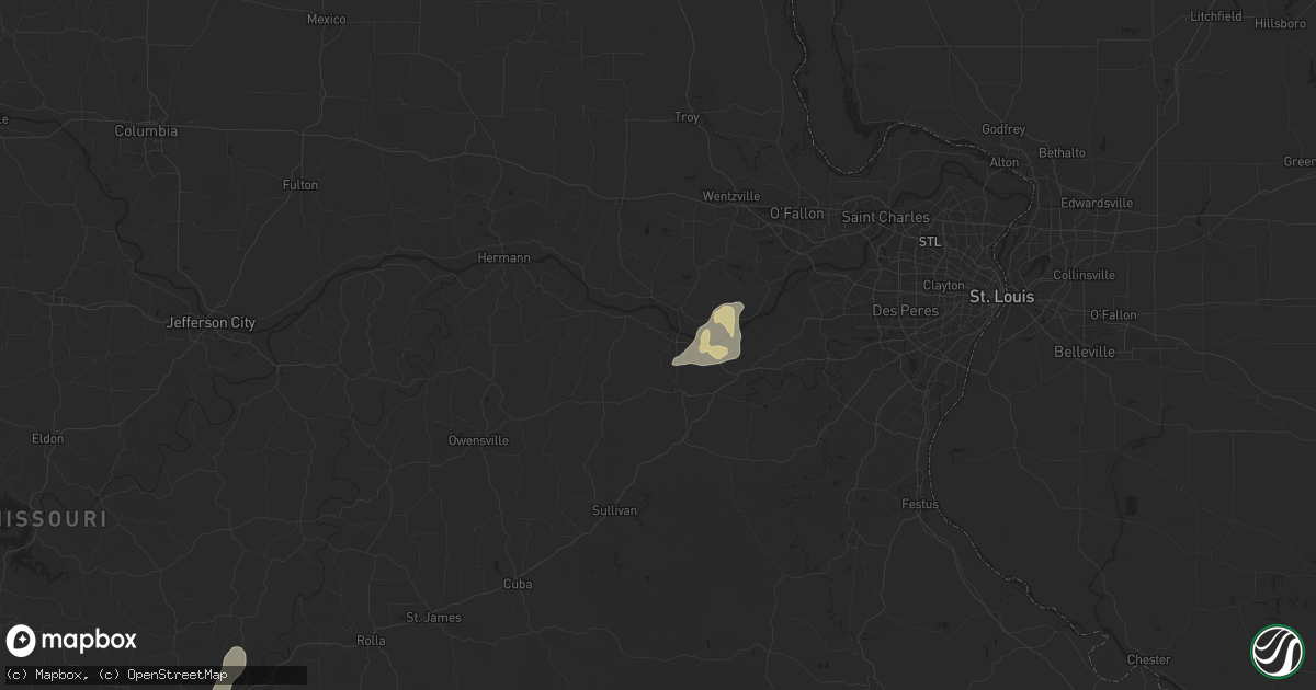 Hail map in Washington, MO on July 8, 2024