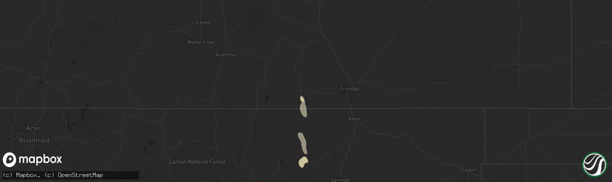 Hail map in Weston, CO on July 8, 2024