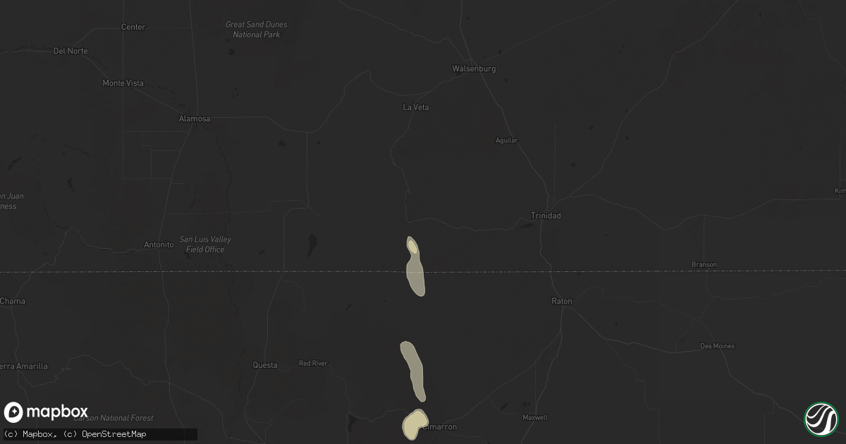 Hail map in Weston, CO on July 8, 2024