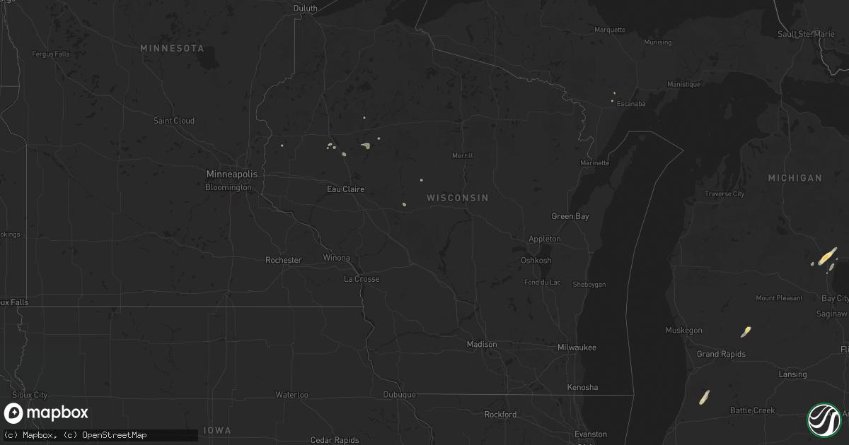 Hail map in Wisconsin on July 8, 2024