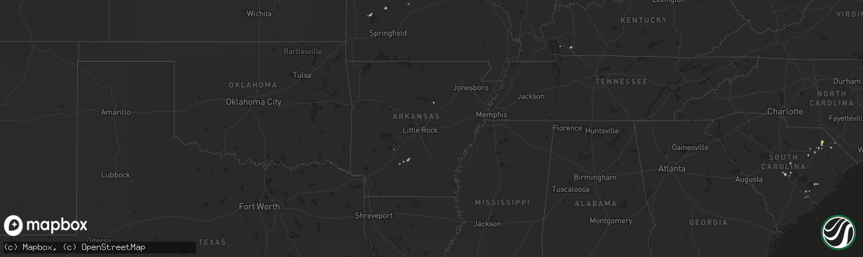 Hail map in Arkansas on July 8, 2025