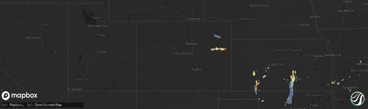 Hail map in Colorado on July 8, 2025