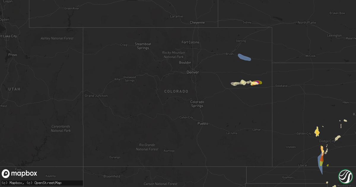 Hail map in Colorado on July 8, 2025