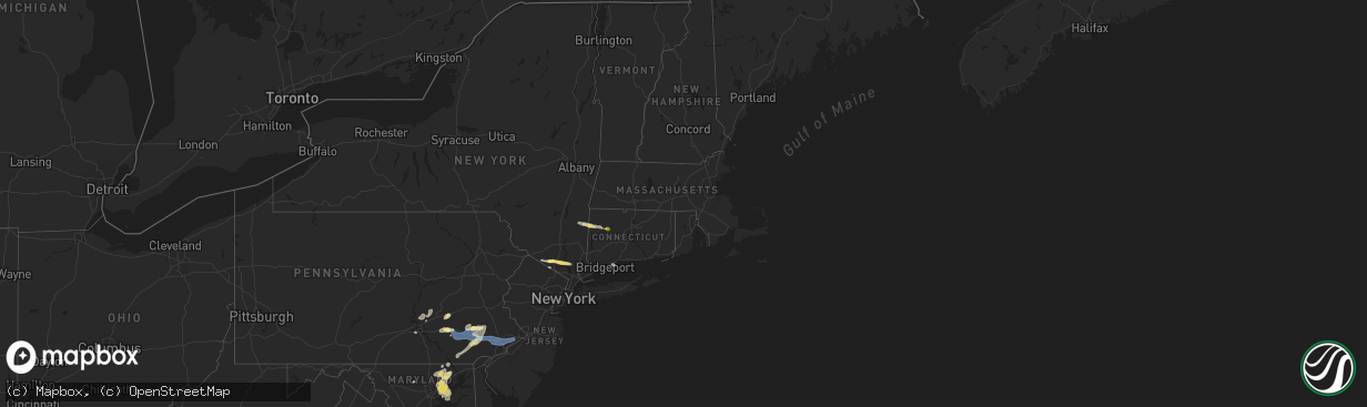 Hail map in Connecticut on July 8, 2025