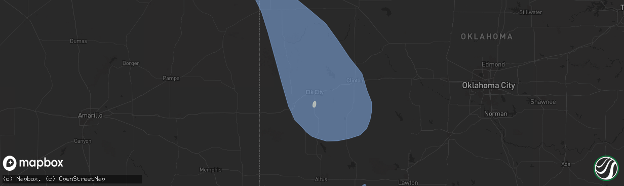 Hail map in Elk City, OK on July 8, 2025