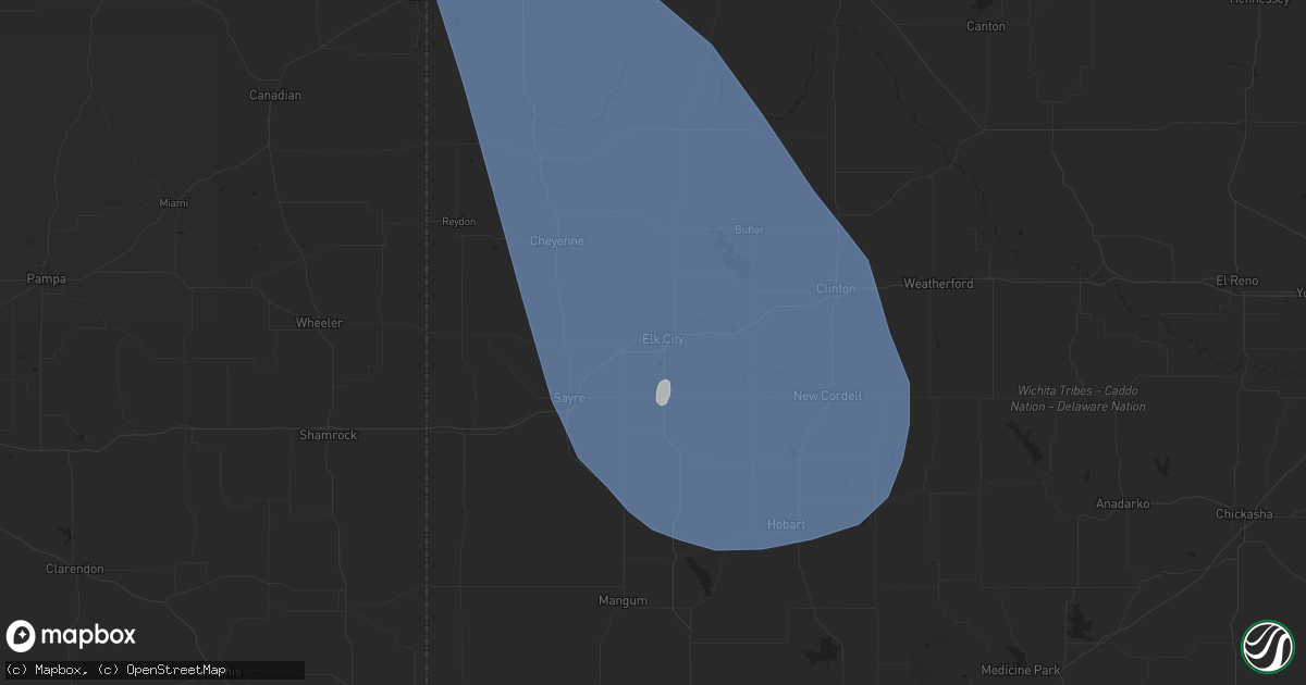 Hail map in Elk City, OK on July 8, 2025