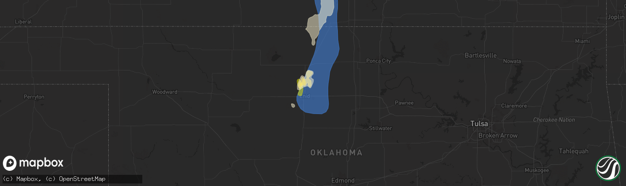 Hail map in Enid, OK on July 8, 2025