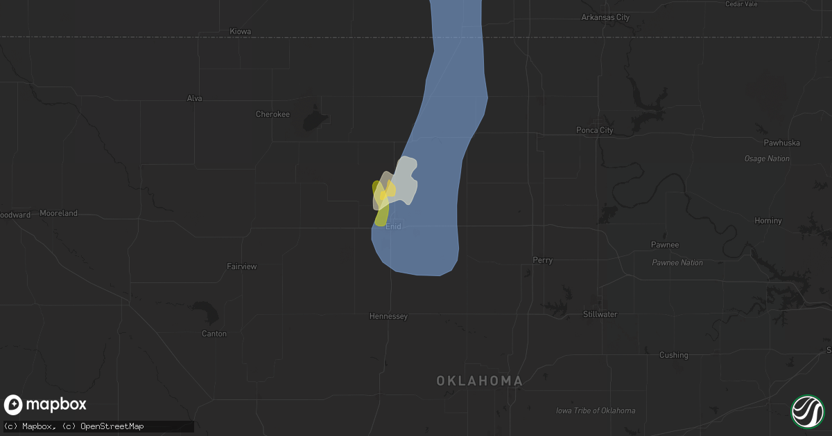 Hail map in Enid, OK on July 8, 2025