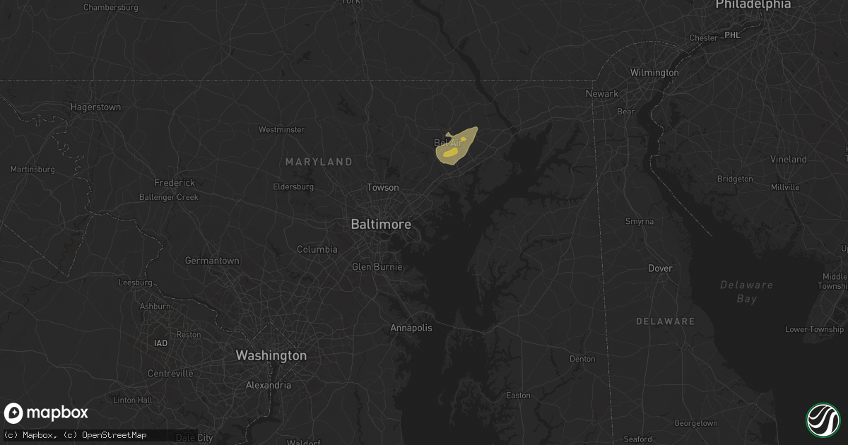Hail map in Essex, MD on July 8, 2025