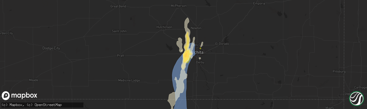 Hail map in Goddard, KS on July 8, 2025
