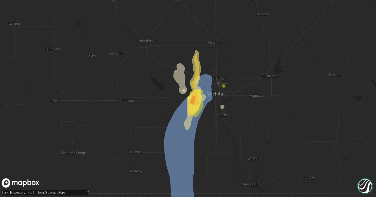 Hail map in Goddard, KS on July 8, 2025