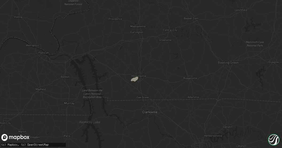 Hail map in Hopkinsville, KY on July 8, 2025