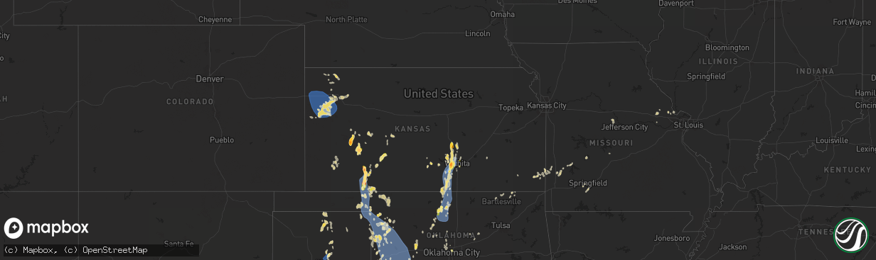 Hail map in Kansas on July 8, 2025