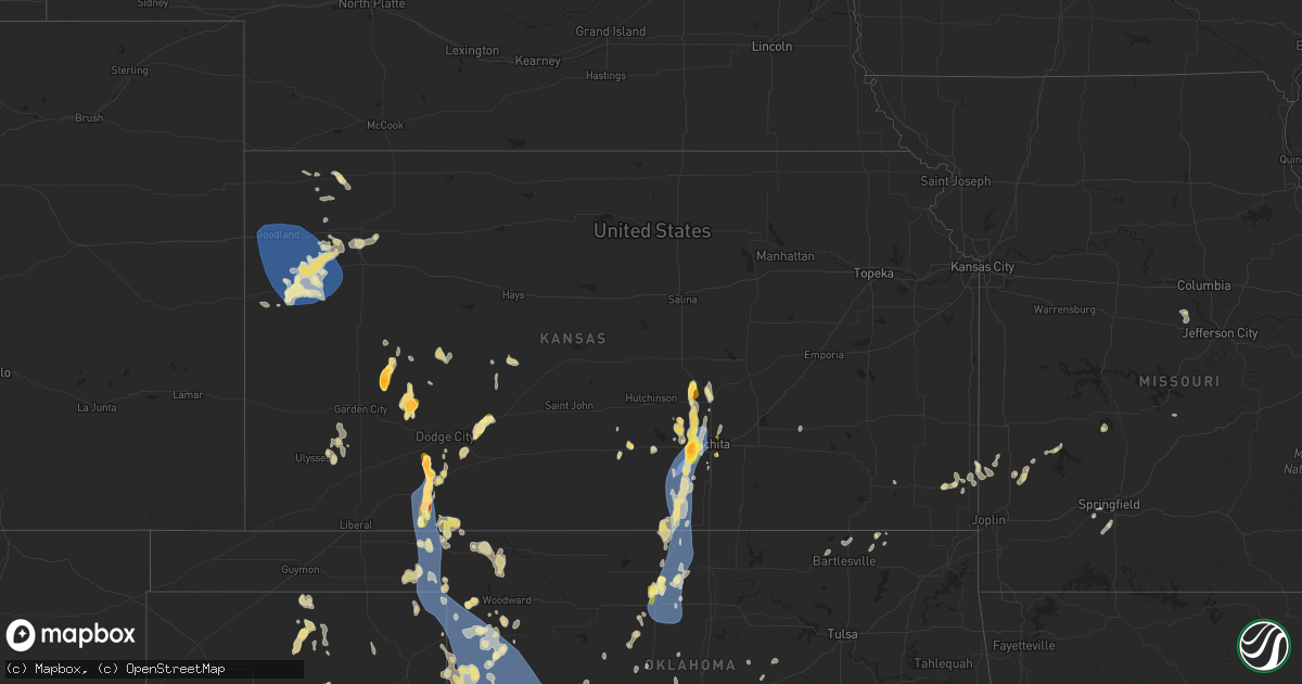 Hail map in Kansas on July 8, 2025