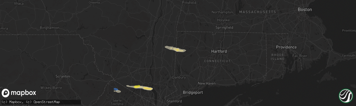 Hail map in Kent, CT on July 8, 2025