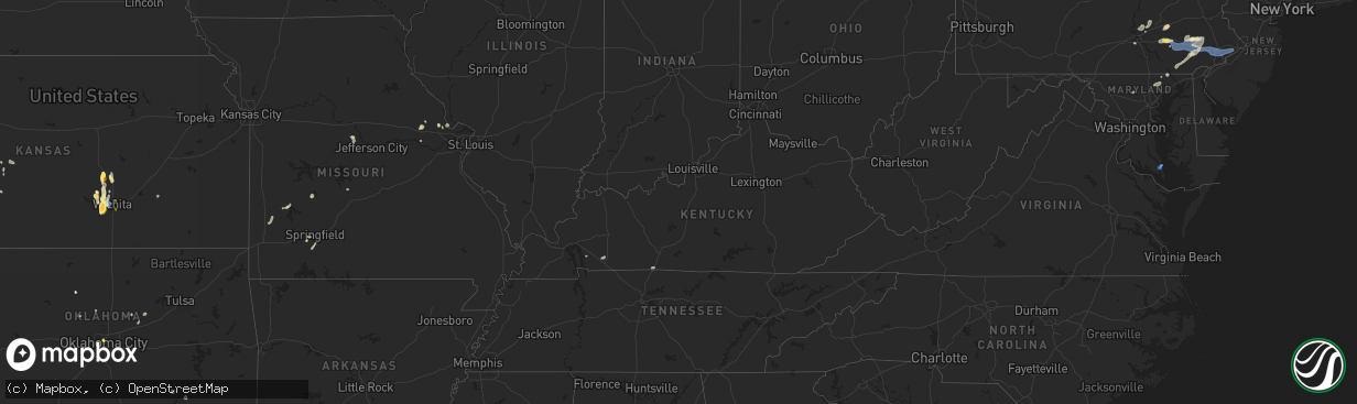 Hail map in Kentucky on July 8, 2025