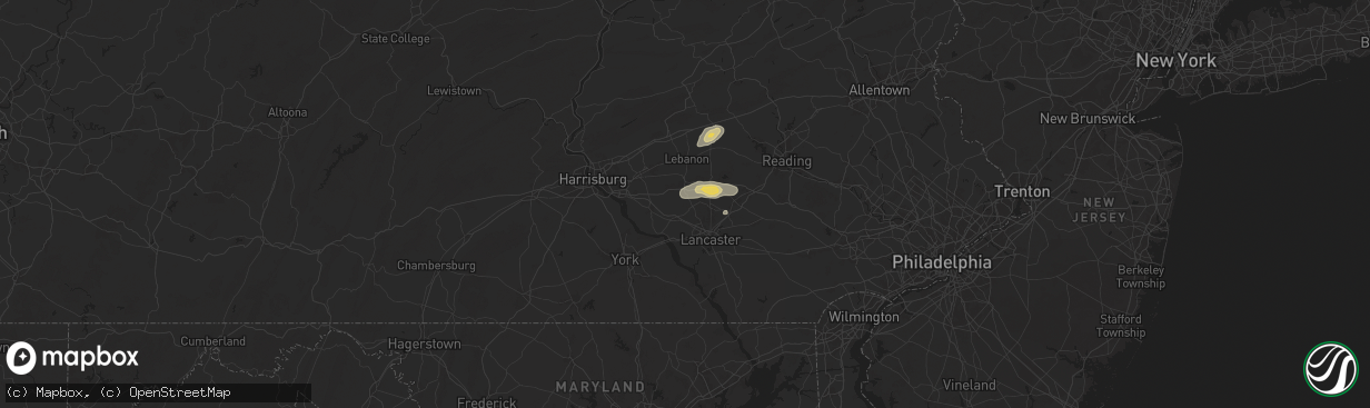 Hail map in Manheim, PA on July 8, 2025