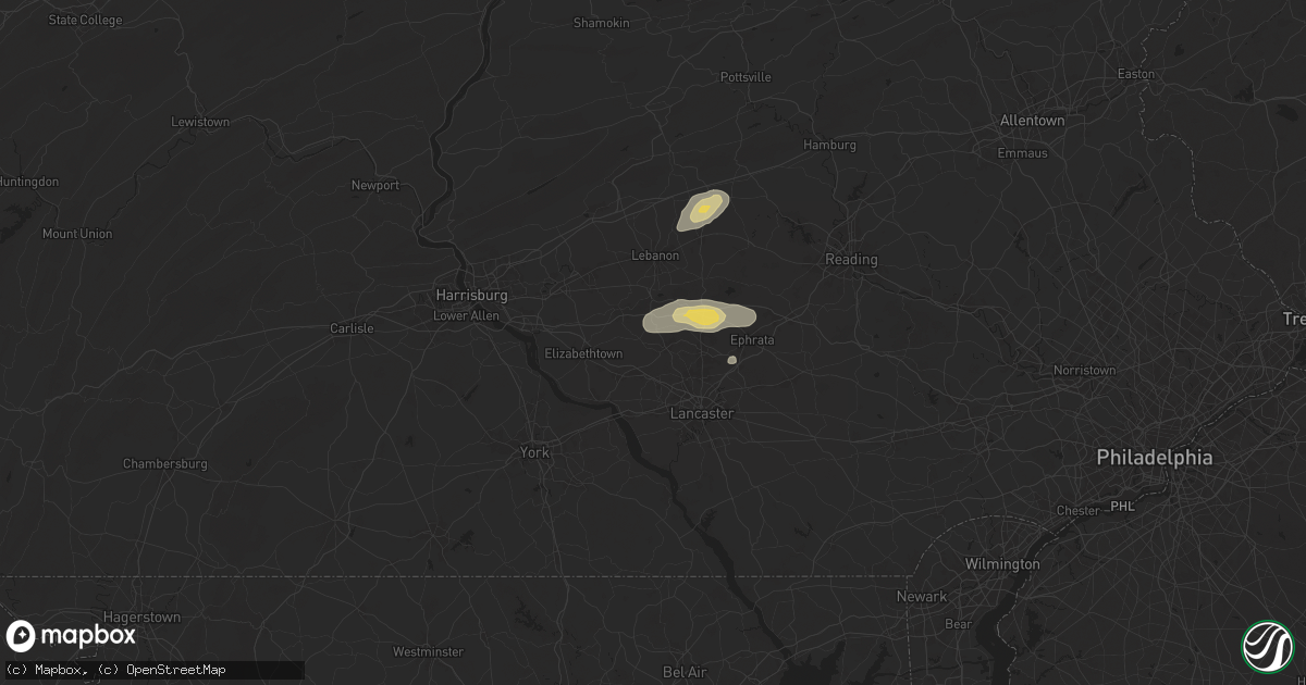 Hail map in Manheim, PA on July 8, 2025