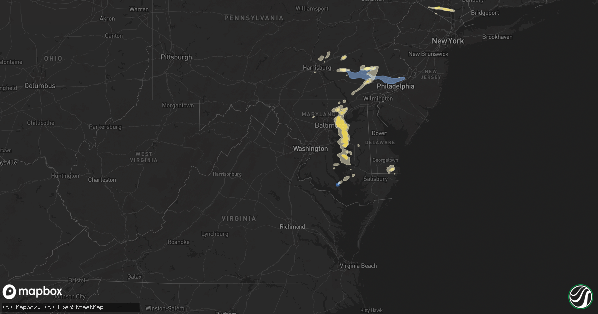 Hail map in Maryland on July 8, 2025