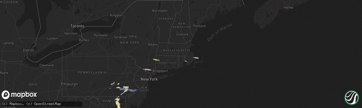Hail map in Massachusetts on July 8, 2025