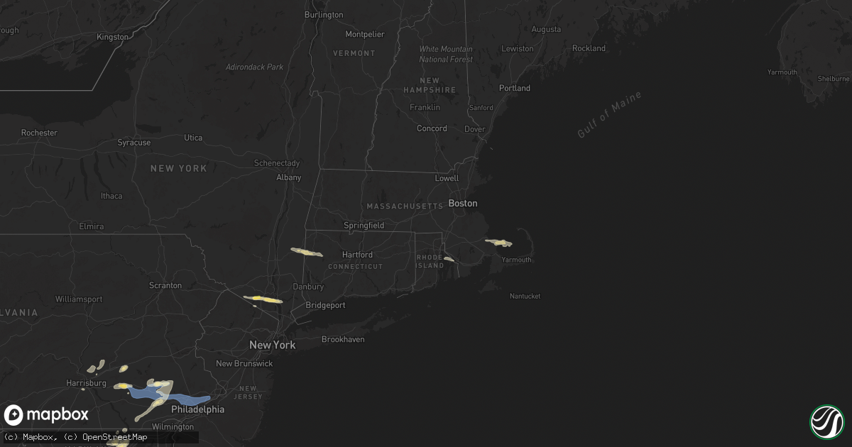 Hail map in Massachusetts on July 8, 2025
