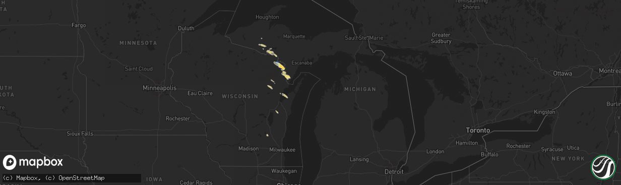 Hail map in Michigan on July 8, 2025