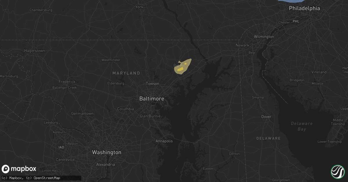 Hail map in Middle River, MD on July 8, 2025