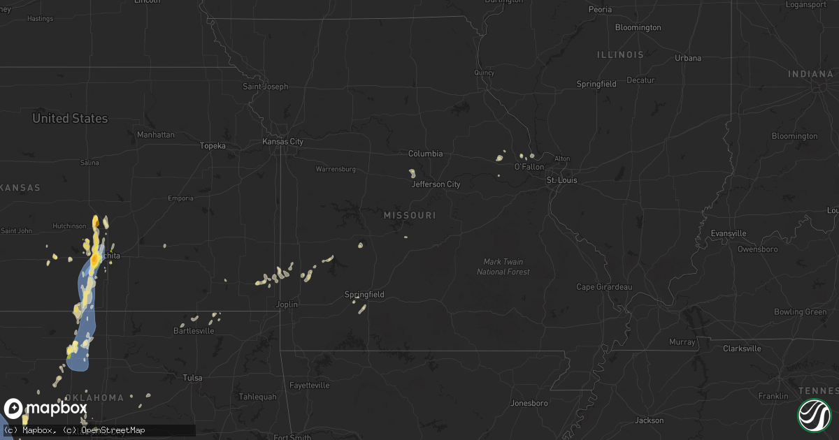 Hail map in Missouri on July 8, 2025