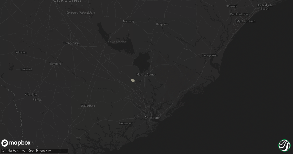 Hail map in Moncks Corner, SC on July 8, 2025