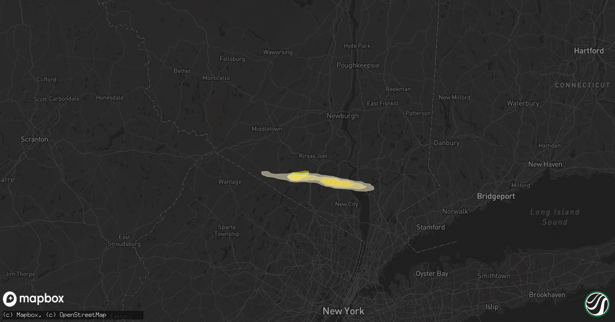 Hail map in Monroe, NY on July 8, 2025