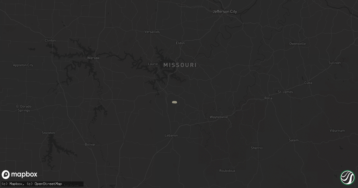 Hail map in Montreal, MO on July 8, 2025
