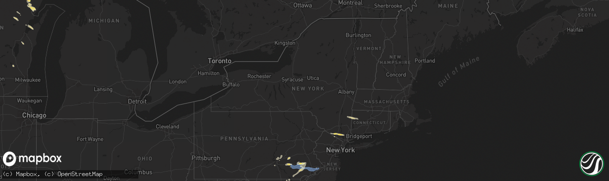 Hail map in New York on July 8, 2025