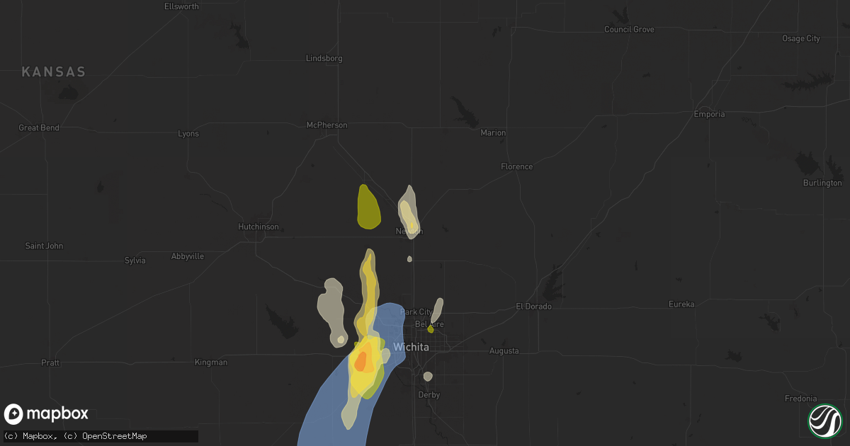 Hail map in Newton, KS on July 8, 2025