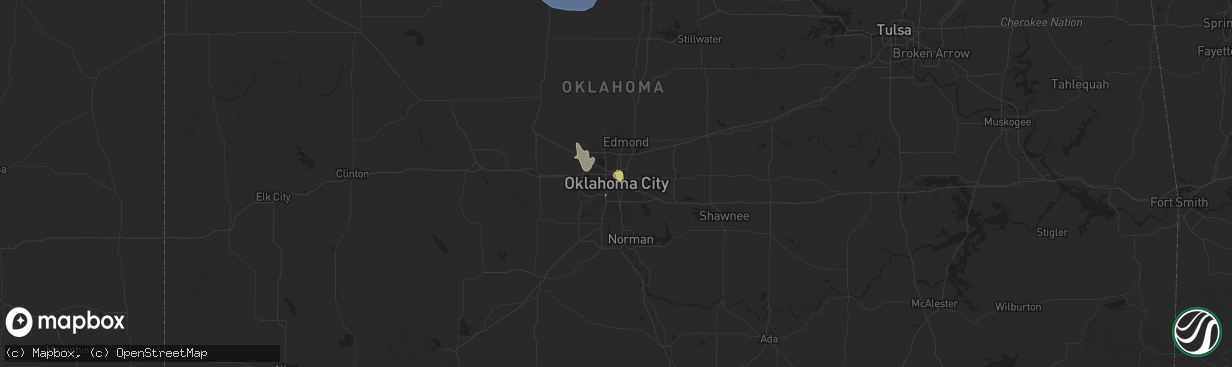 Hail map in Oklahoma City, OK on July 8, 2025