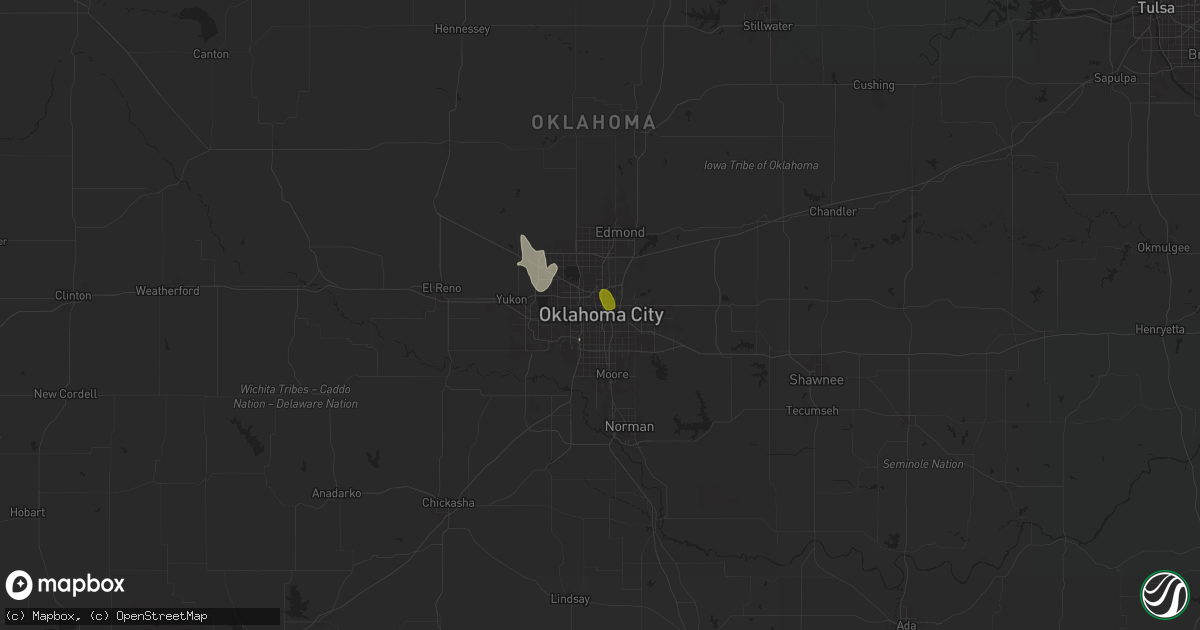 Hail map in Oklahoma City, OK on July 8, 2025