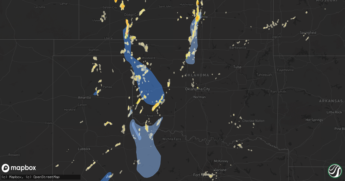 Hail map in Oklahoma on July 8, 2025